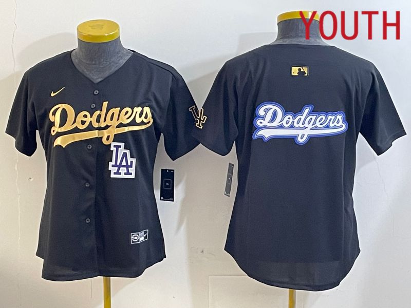 Youth Los Angeles Dodgers Blank Black Gold Game 2024 Nike MLB Jersey style 12094